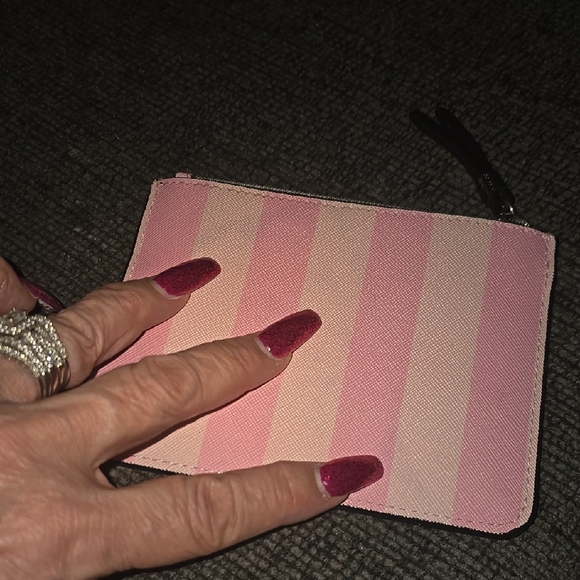 Victoria's Secret Pink Striped Zip Card Case - Picture 4 of 5
